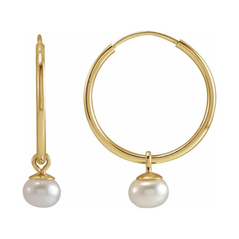 Pearl Endless Hoop Earrings
