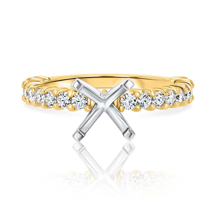 Shared-Prong Single-Row Diamond 18K Yellow Gold & Platinum Head Engagement Ring