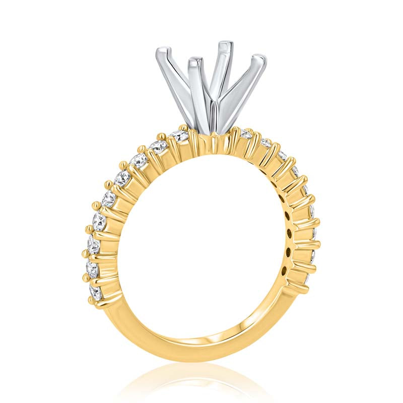 Shared-Prong Single-Row Diamond 18K Yellow Gold & Platinum Head Engagement Ring