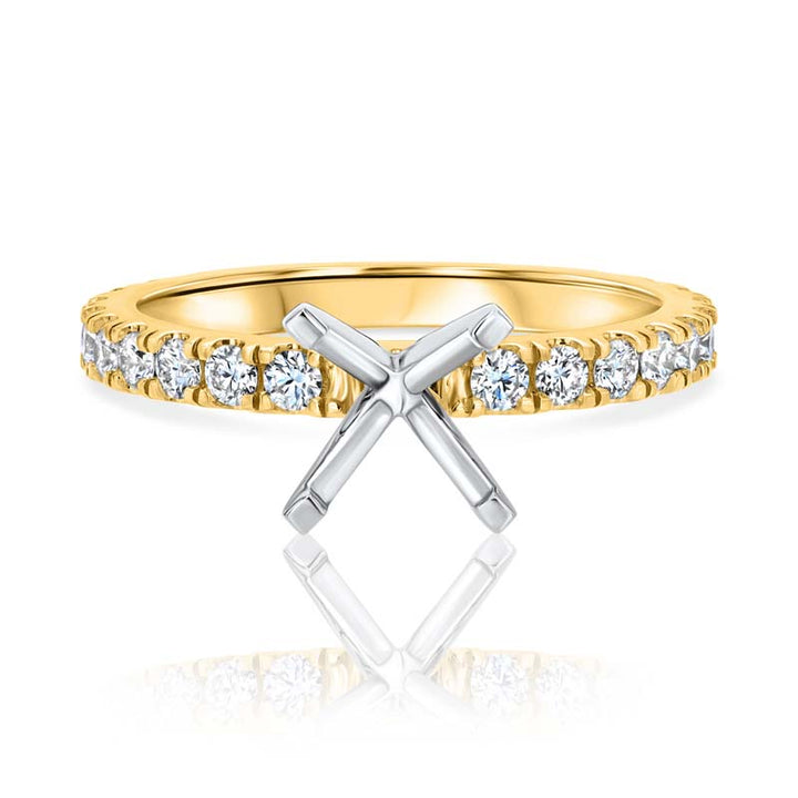 Split Prong Single-Row Diamond 18K Yellow Gold & Four-Prong Platinum Head Engagement Ring