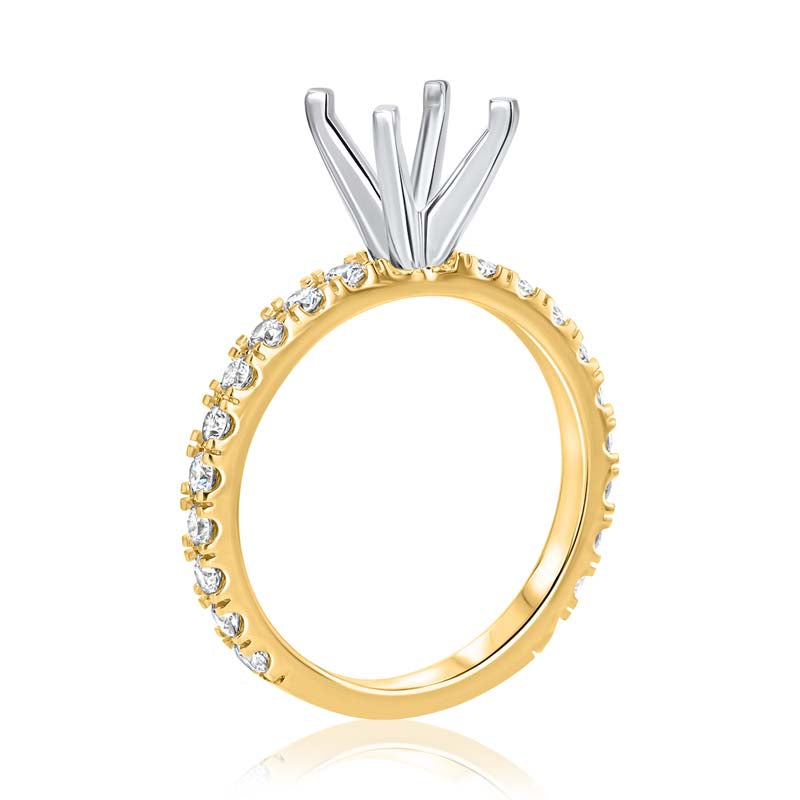 Split Prong Single-Row Diamond 18K Yellow Gold & Four-Prong Platinum Head Engagement Ring