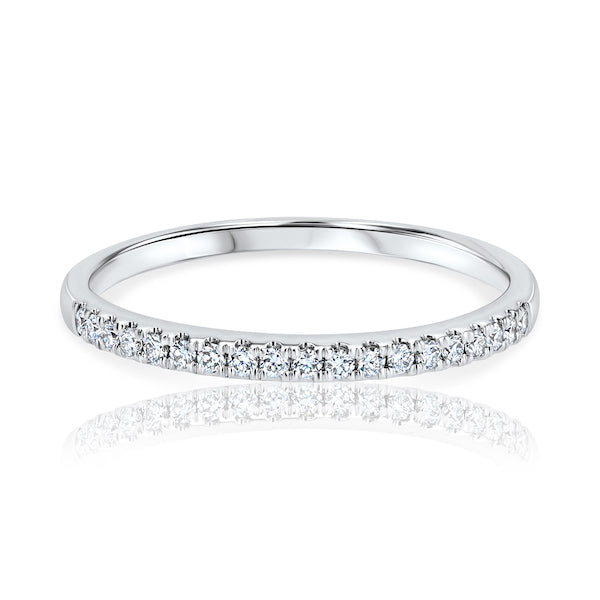 Micro-Pave Diamond 14K White Gold Band