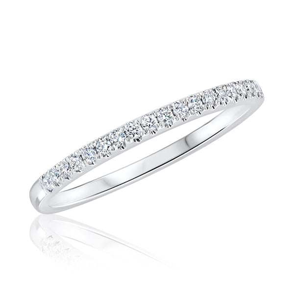 Micro-Pave Diamond 14K White Gold Band