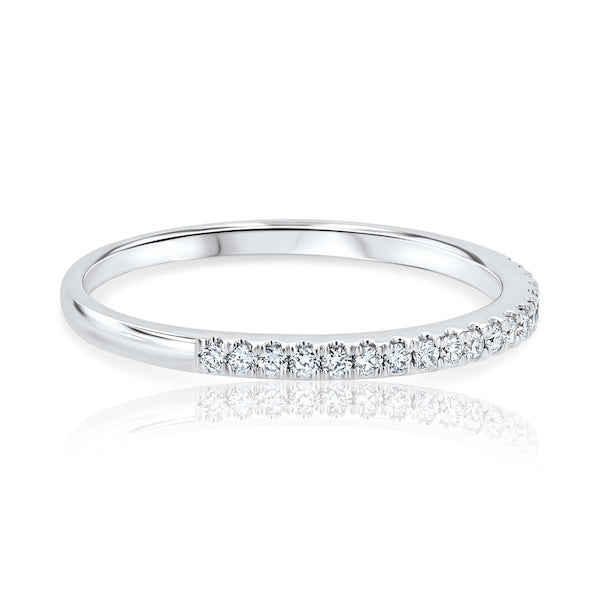 Micro-Pave Diamond 14K White Gold Band