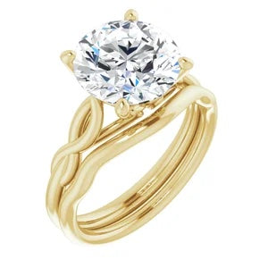 Decorative Open Braid 14K Yellow Gold Engagement Ring Mounting