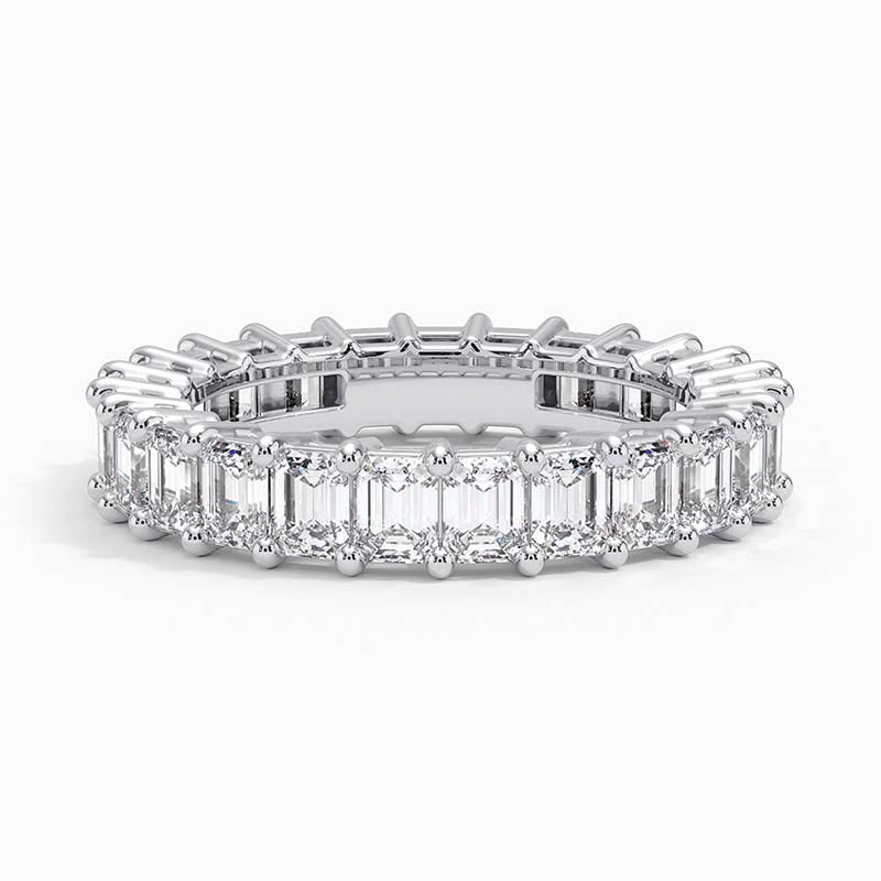 3.02 Carat Emerald-Cut Diamond Platinum Eternity Band
