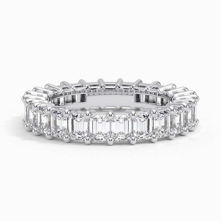3.02 Carat Emerald-Cut Diamond Platinum Eternity Band