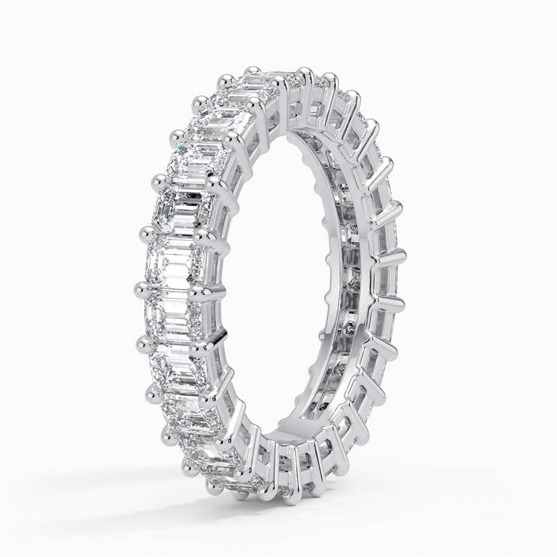 3.02 Carat Emerald-Cut Diamond Platinum Eternity Band