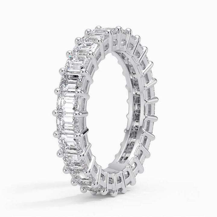 3.02 Carat Emerald-Cut Diamond Platinum Eternity Band