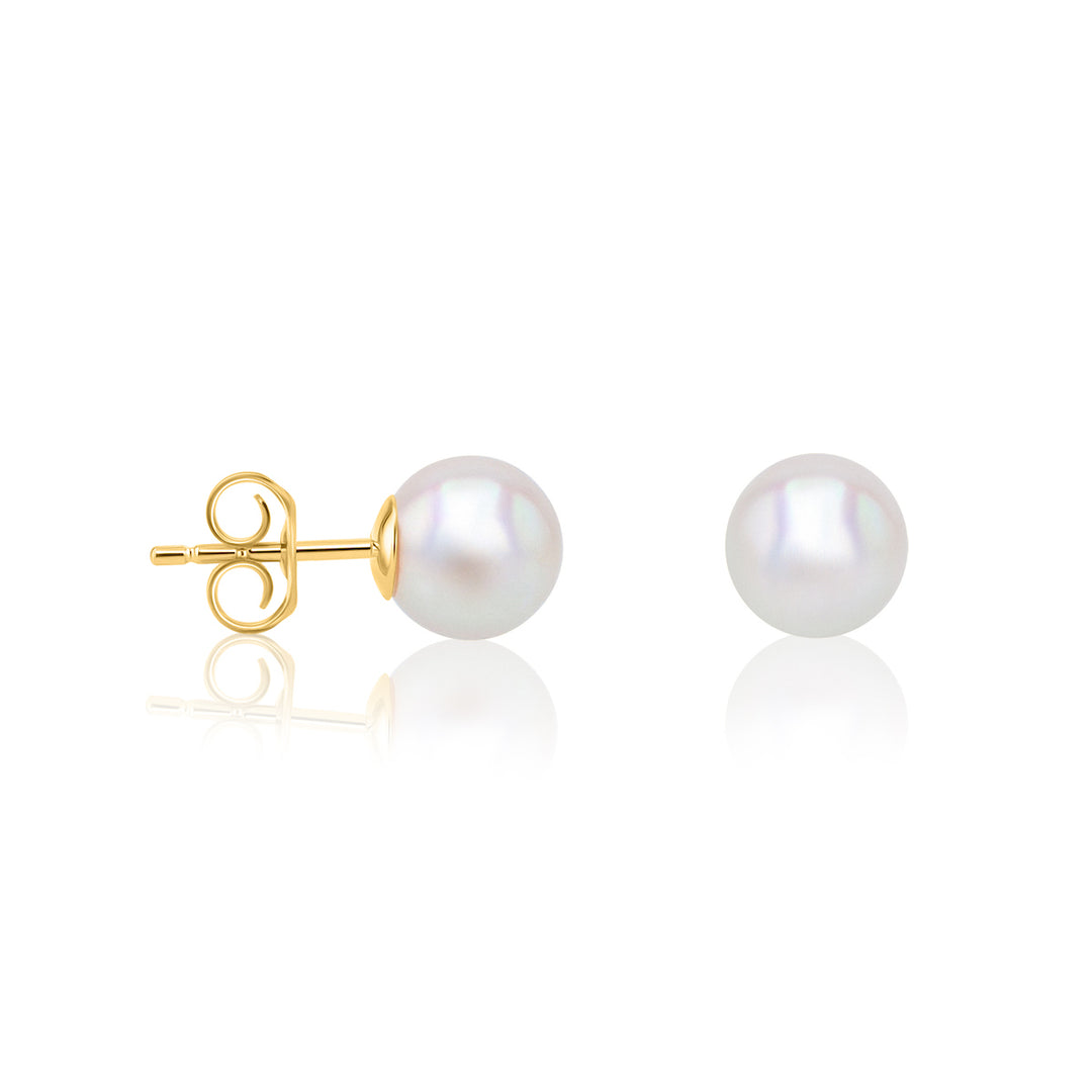 7mm Akoya Pearl 14KY Stud Earrings | Washington Diamond