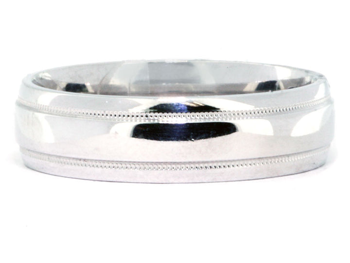 6mm Platinum Milgrain Wedding Band