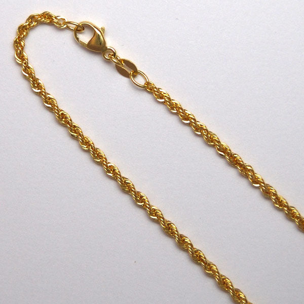 20" 2.0mm Laser Rope 14K Yellow Gold Chain