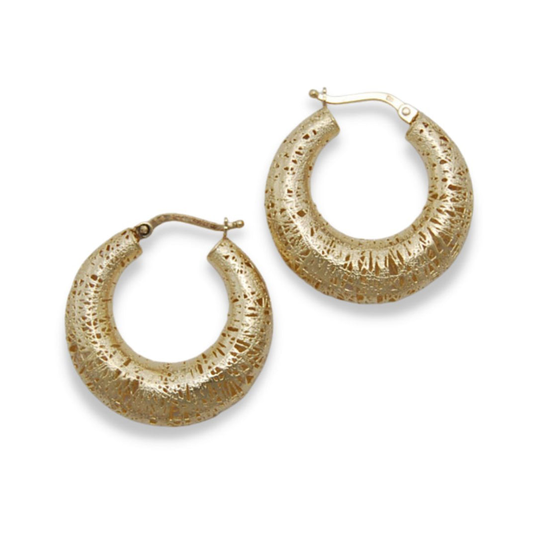 Mesh Oval Dome 14KY Hoop Earring
