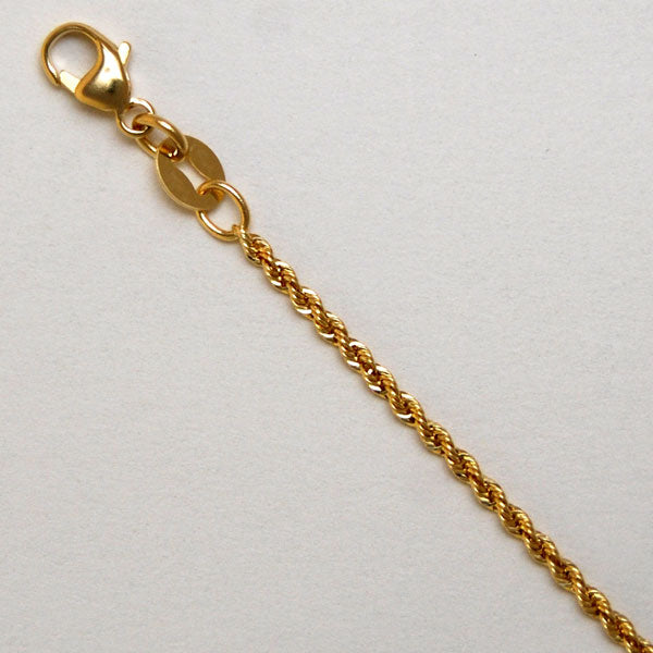 16" 1.3mm Laser Rope 14K Yellow Gold Chain