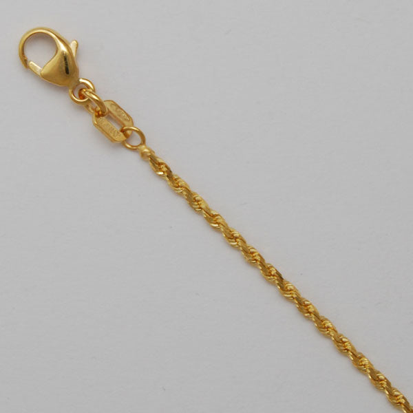 18" 1.4mm Laser Rope 14K Yellow Gold Chain