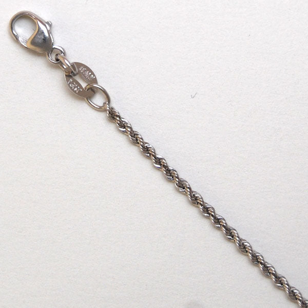18" 1.3mm Laser Rope 14K White Gold Chain