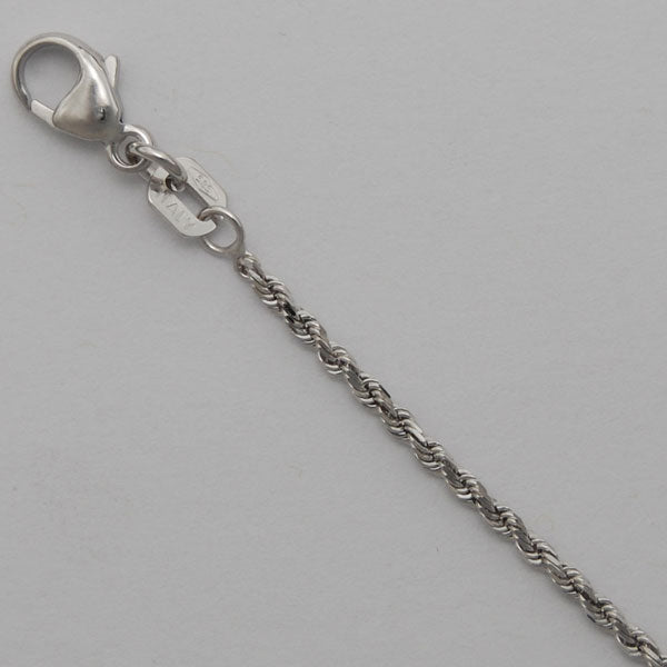 18" 1.4mm Laser Rope 14K White Gold Chain
