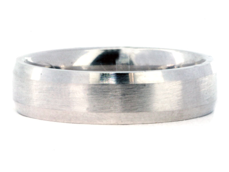 6mm Platinum Brushed Beveled-Edge Men's Wedding Band