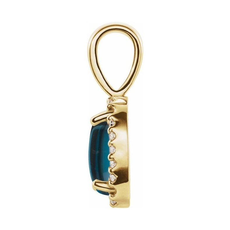 Oval 4-Prong Halo-Style Cabochon Pendant
