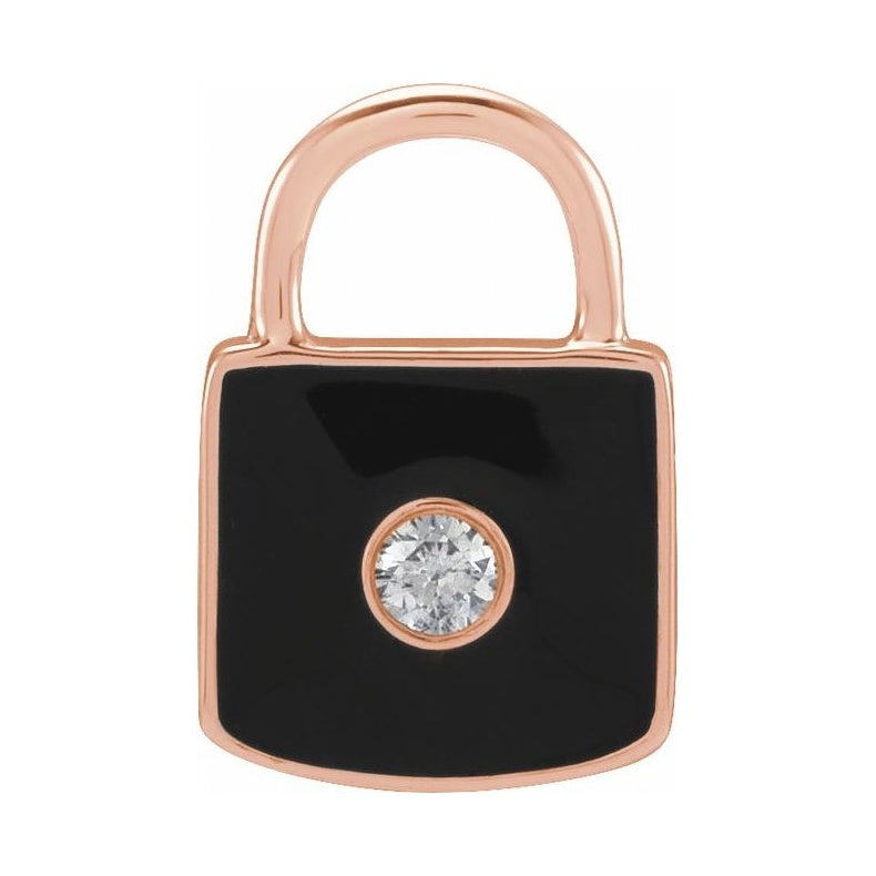 Accented Enamel Lock Charm/Pendant