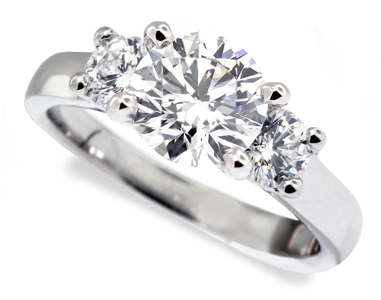 "Arista" Three-Stone 0.53 Carat Diamond Platinum Four-Prong Engagement Setting