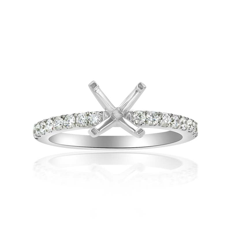 Platinum Prong Set Diamond Micro Pave Single Row Engagement Setting
