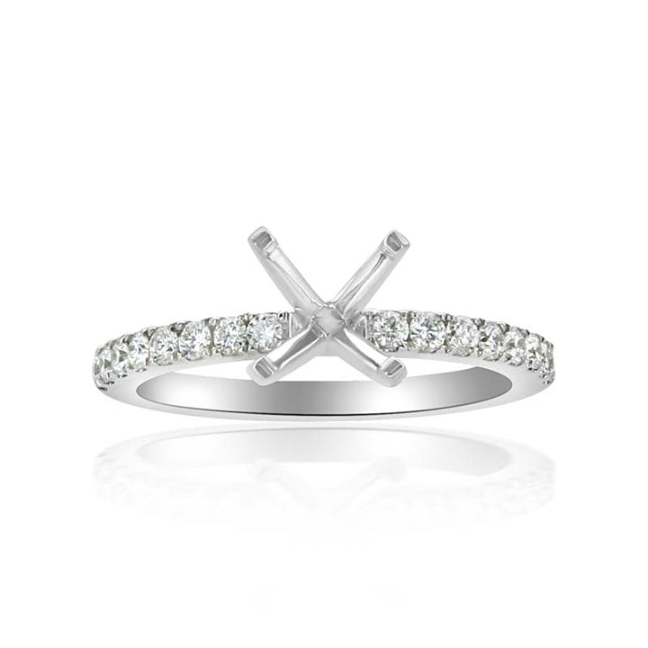 Platinum Prong Set Diamond Micro Pave Single Row Engagement Setting
