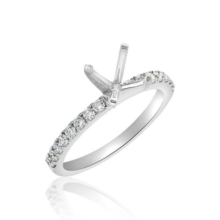 Platinum Prong Set Diamond Micro Pave Single Row Engagement Setting
