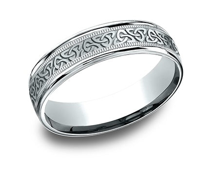 Platinum Love Knot Triangle Center Design Wedding Band