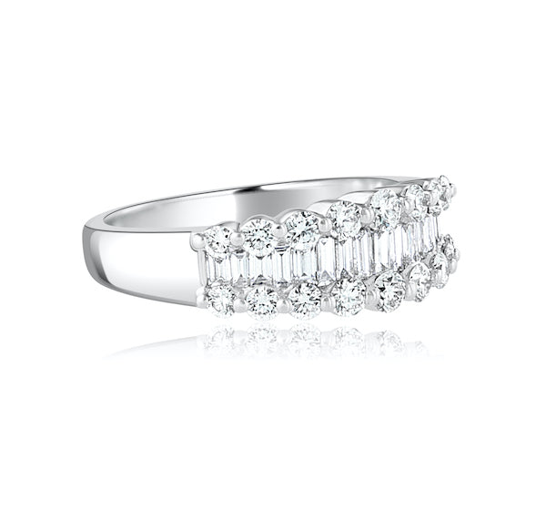 Platinum Diamond Band with Round Brilliant and Baguette Diamonds