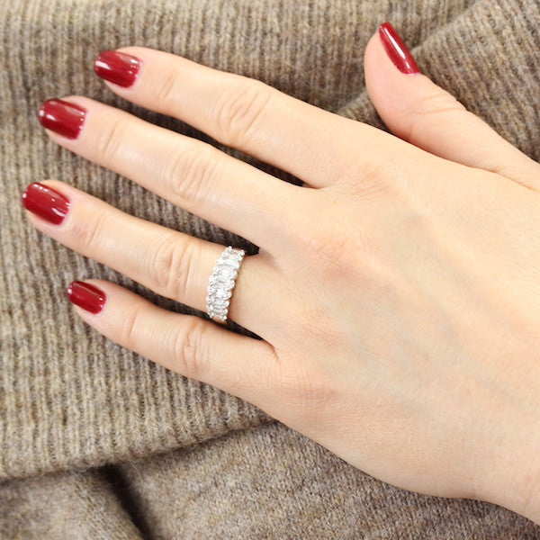 Platinum Diamond Band with Round Brilliant and Baguette Diamonds