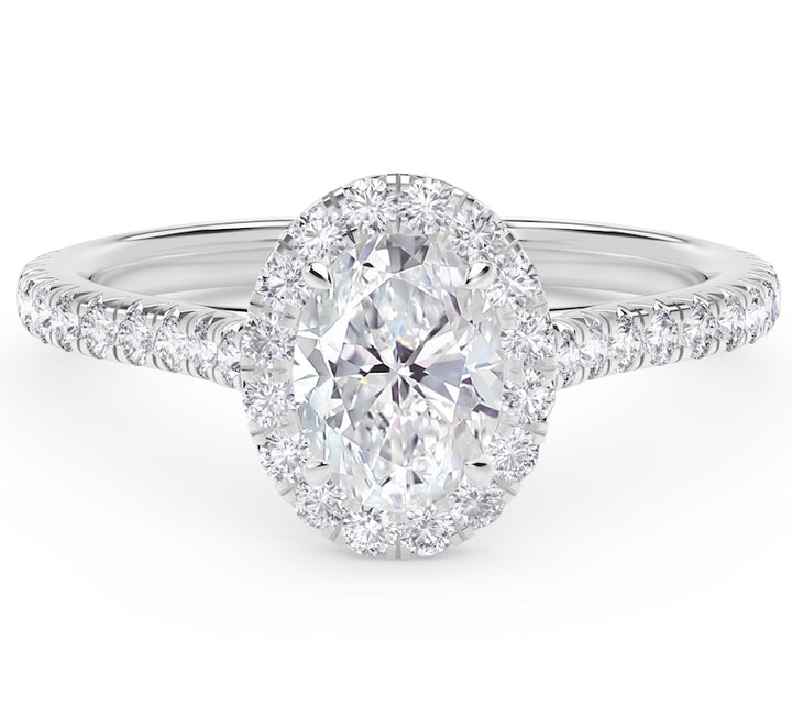 Modern 0.37 Carat Diamond Platinum Oval Halo Engagement Setting