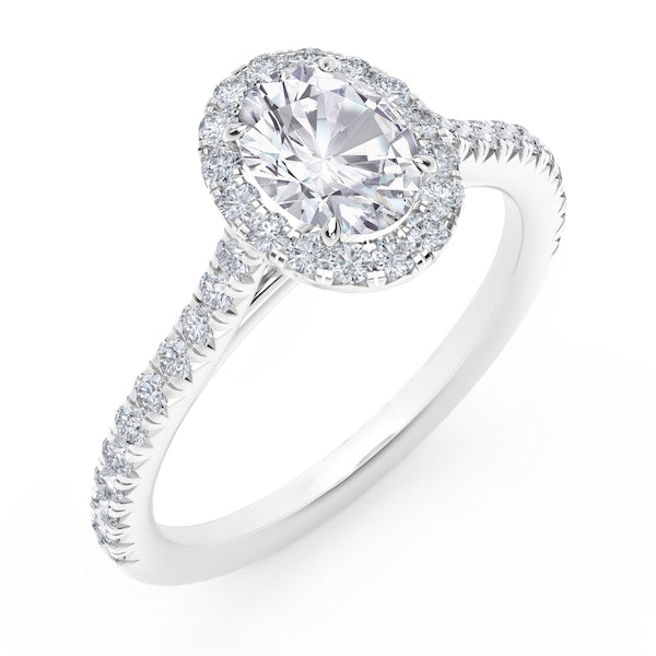 Modern 0.37 Carat Diamond Platinum Oval Halo Engagement Setting