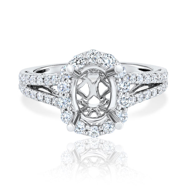 Mirabella Split-Shank Oval Halo Platinum Setting | Washington Diamond