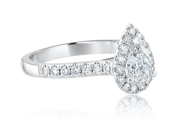 Pear-Shaped Halo Platinum Engagement Setting | Washington Diamond