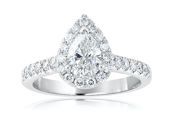 Pear-Shaped Halo Platinum Engagement Setting | Washington Diamond