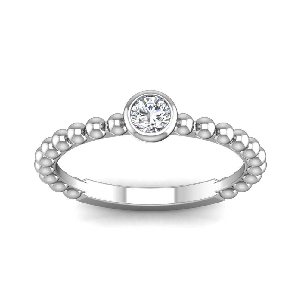 Beaded 0.25 CT  18KW Bezel-Set Solitaire Ring | Washington Diamond