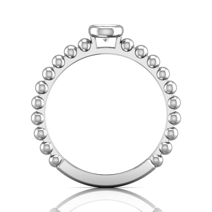 Beaded 0.25 Carat Diamond 18K White Gold Bezel-Set Solitaire Ring
