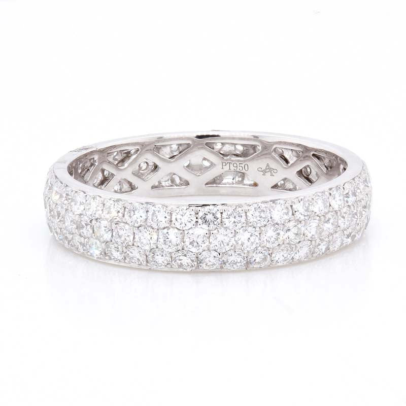 Platinum Triple Row Pave Diamond Eternity Band