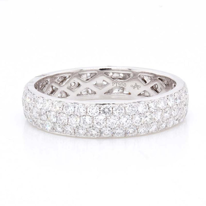 Platinum Triple Row Pave Diamond Eternity Band