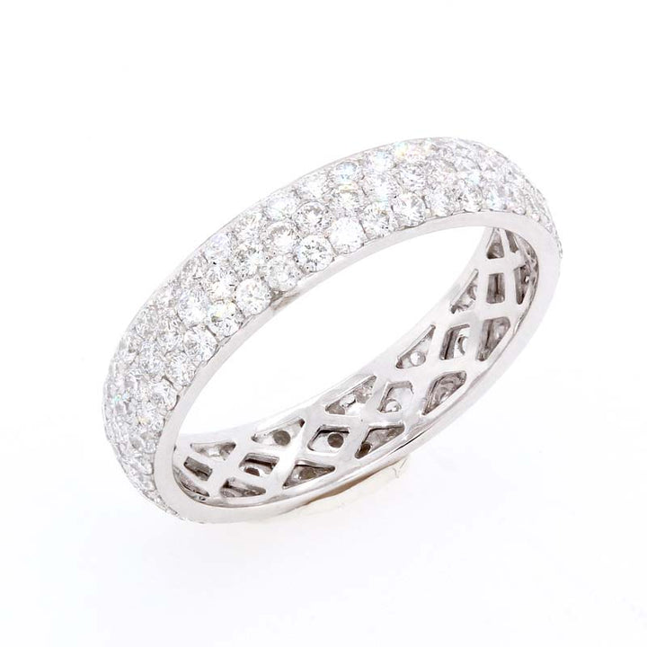 Platinum Triple Row Pave Diamond Eternity Band