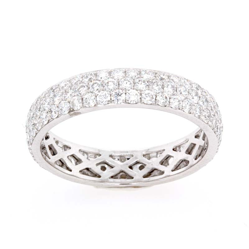 Platinum Triple Row Pave Diamond Eternity Band