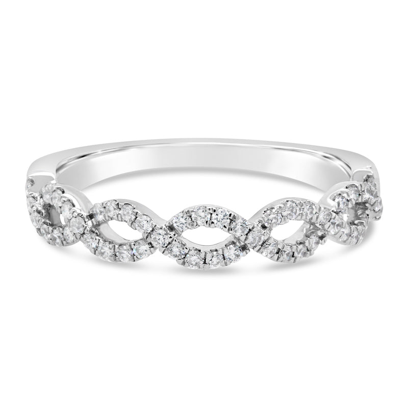 Twisted Design Diamond 14K White Gold Wedding Band