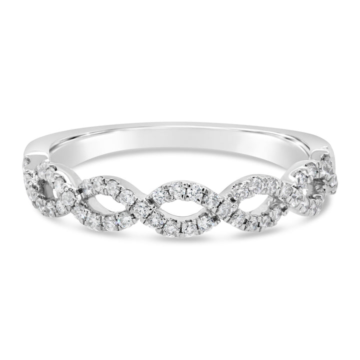 Twisted Design Diamond 14K White Gold Wedding Band