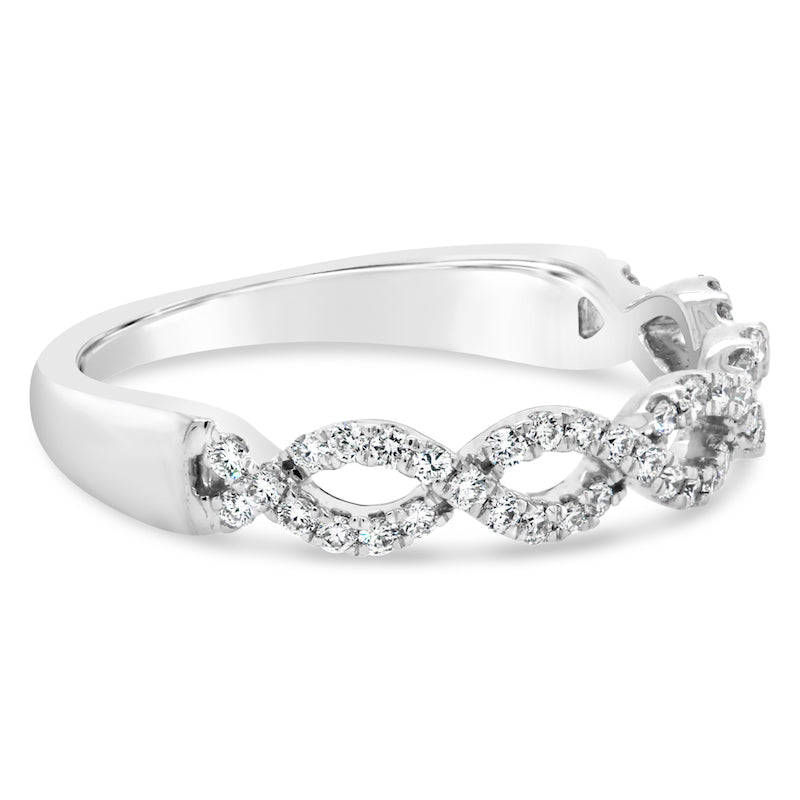 Twisted Design Diamond 14K White Gold Wedding Band