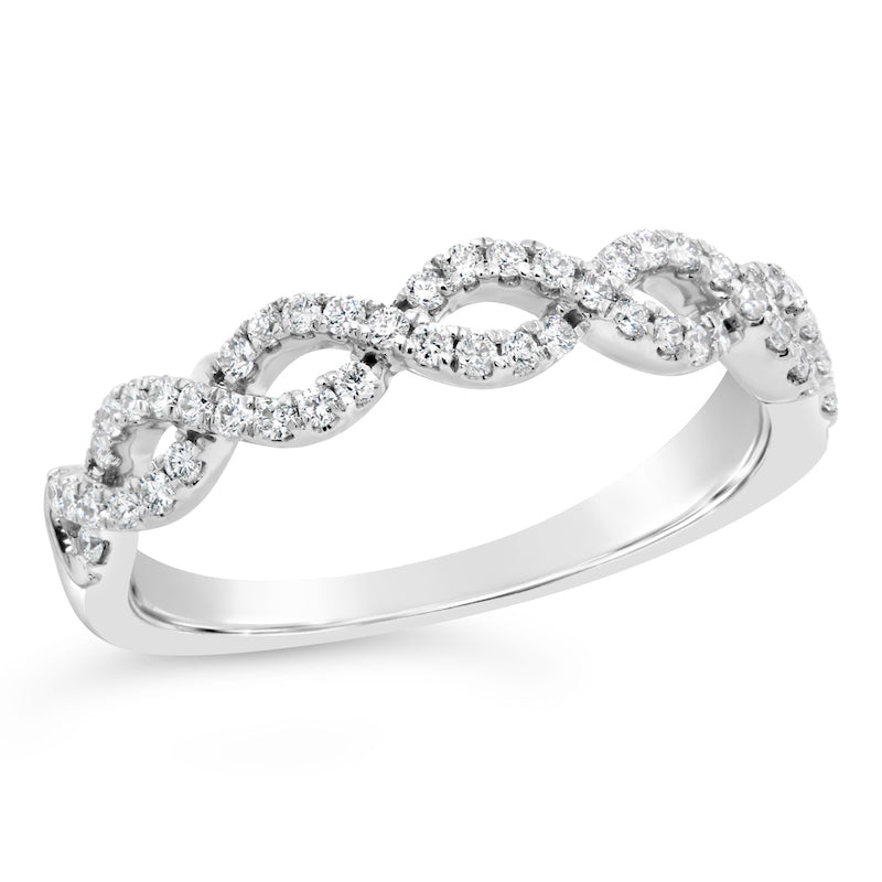 Twisted Design Diamond 14K White Gold Wedding Band