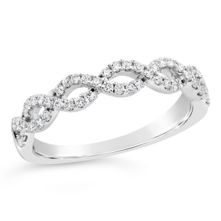 Twisted Design Diamond 14K White Gold Wedding Band