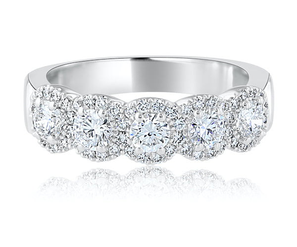 Five-Section 1.07 Carat Diamond 14K White Gold Wedding Band