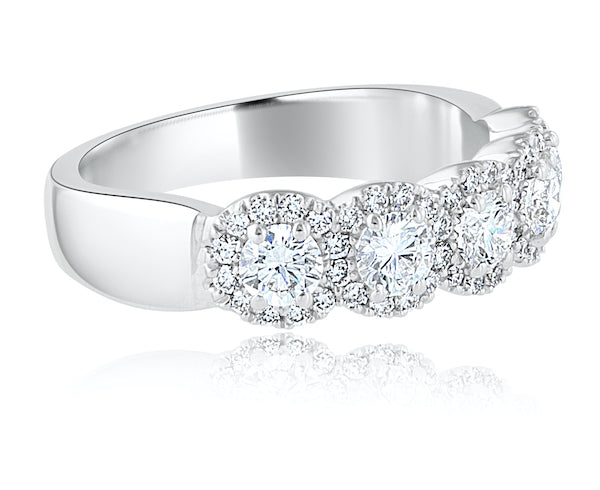 Five-Section 1.07 Carat Diamond 14K White Gold Wedding Band