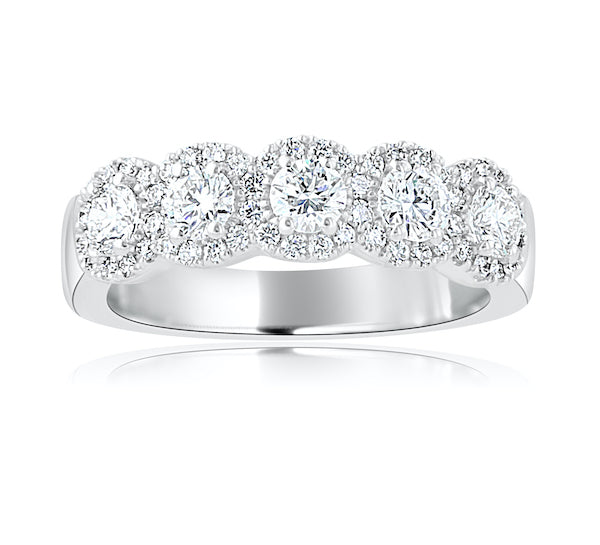 Five-Section 1.07 Carat Diamond 14K White Gold Wedding Band